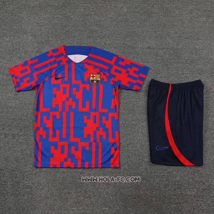 Chandal del Barcelona 2022-2023 Manga Corta Rojo y Azul - Pantalon Corto